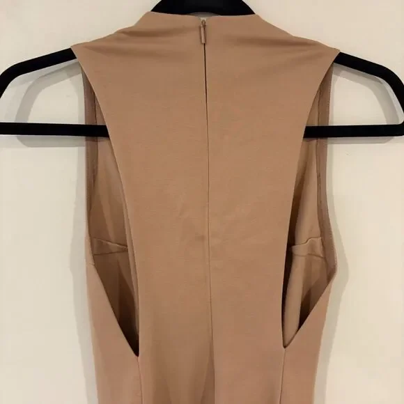 Aritzia Babaton Mock Neck Fitted Sheath Dress Tan 0 - Picture 4 of 6